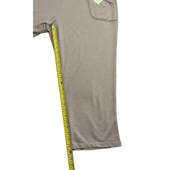 LOGO Lounge by Lori Goldstein Pull On Knit Crop Wide Leg Pants Beige Pockets 1X - Picture 10 of 11